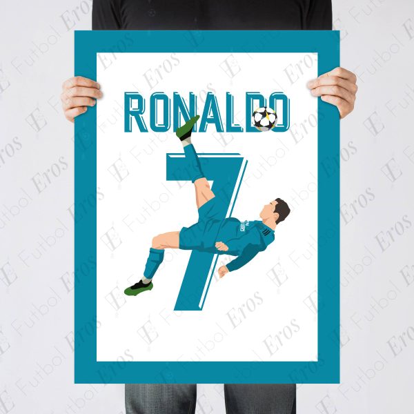 Cristiano Ronaldo Bicycle Kick Goal, 2017-2018 - Champions League Quarter Final - Juventus vs Real Madrid - Torino, Italy Poster Wall Art Main Image - Poster 2