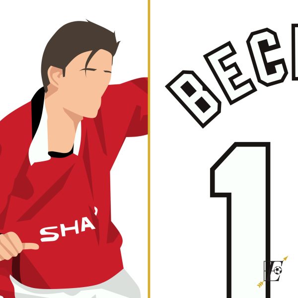 David Beckham Half Line Goal,1996-1997 Premier League Manchester United vs Wimbledon Manchester - England Poster-Wall Art Main Image Alternate - Poster 1