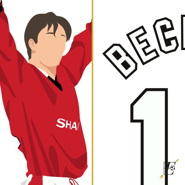 David Beckham Half Line Goal,1996-1997 Premier League Manchester United vs Wimbledon Manchester - England Poster-Wall Art Main Image Alternate - Poster 3