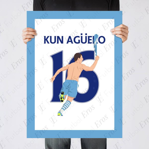 Sergio Aguero Goal Premier League, 2011-2012 Final Day Manchester City QPR - Poster Wall Art Print Main Image - Poster 3